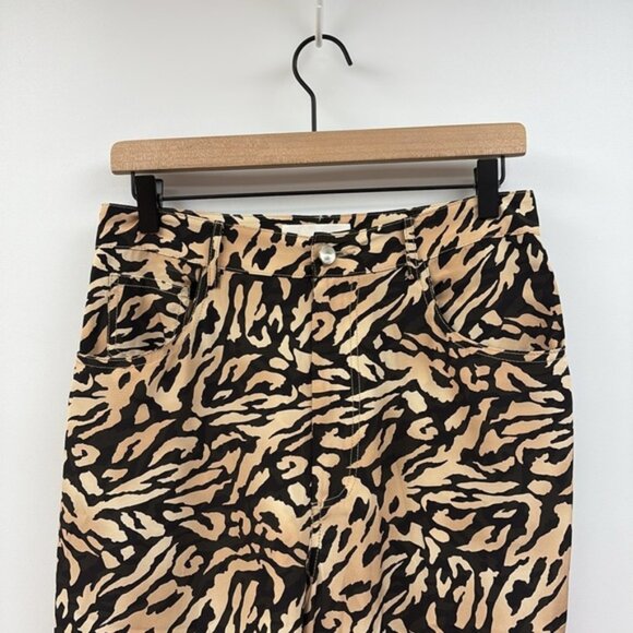 Fleur du Mal Tiger Print 100% Silk High Rise Cropped Wide Leg Pant Animal Boho 8 - Picture 4 of 11